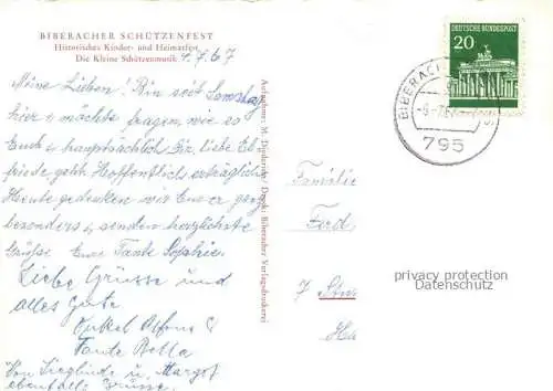 AK / Ansichtskarte BIBERACH  Riss BW Schuetzenfest Kleine Schuetzenmusik