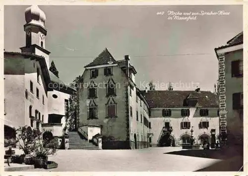 AK / Ansichtskarte Maienfeld_Mayenfeld_GR Kirche mit von Sprecher Haus 