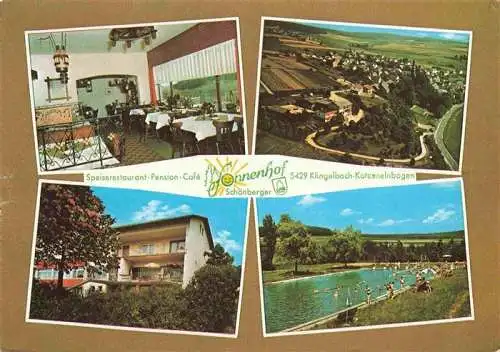 AK / Ansichtskarte Katzenelnbogen Speiserestaurant Sonnenhof Gastraum Freibad