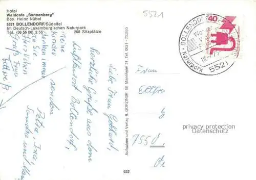 AK / Ansichtskarte Bollendorf  Suedeifel Eifelkreis Bitburg-Pruem Rheinland-Pfalz Hotel Waldcafe Sonnenberg Terrasse