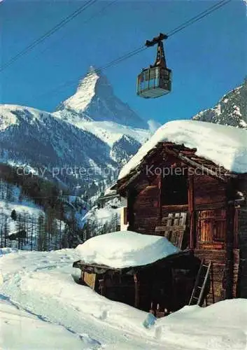 AK / Ansichtskarte ZERMATT_VS Luftseilbahn Zermatt Trockener Steg Matterhorn Zermatt_VS