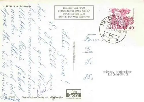 AK / Ansichtskarte Sedrun_Surselva_GR mit Piz Badus und Eisenbahn 