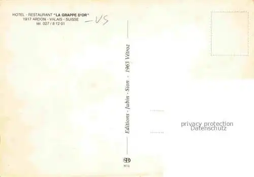 AK / Ansichtskarte Ardon_Conthey_VS Hotel Restaurant La Grappe d Or 