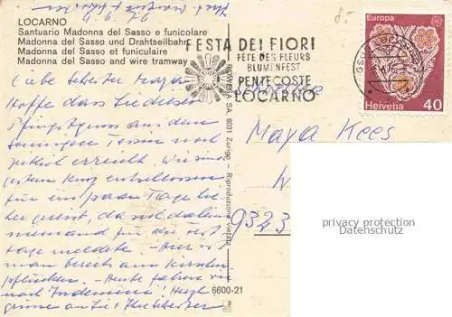 AK / Ansichtskarte LOCARNO_Lago_Maggiore_TI Santuario Madonna del Sasso e funicolare 