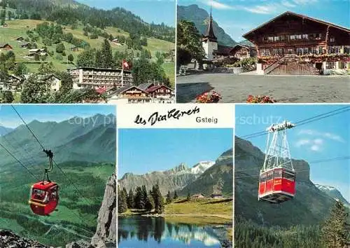 AK / Ansichtskarte Les_Diablerets_VD Grand Hotel Gsteig Eglise et Baeren Col du Pillon et Reusch Teles du Glacier des Diablerets Lac Retaud 