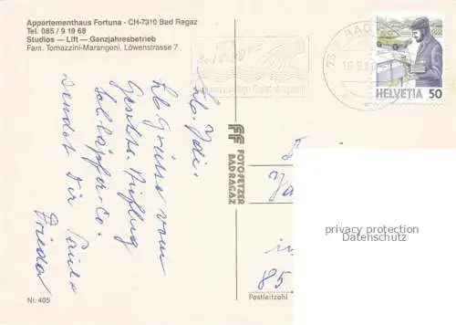 AK / Ansichtskarte Bad_Ragaz_Ragatz_SG Appartementhaus Fortuna 