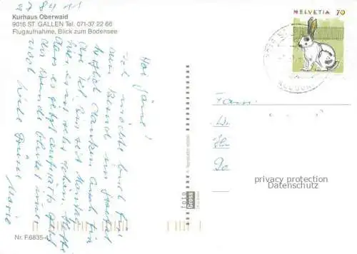 AK / Ansichtskarte St_Gallen_SANKT_GALLEN_SG Kurhaus Oberwaid Fliegeraufnahme 