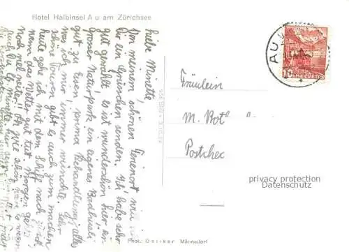AK / Ansichtskarte Au_ZH Hotel Halbinsel Au am Zuerichsee Au_ZH
