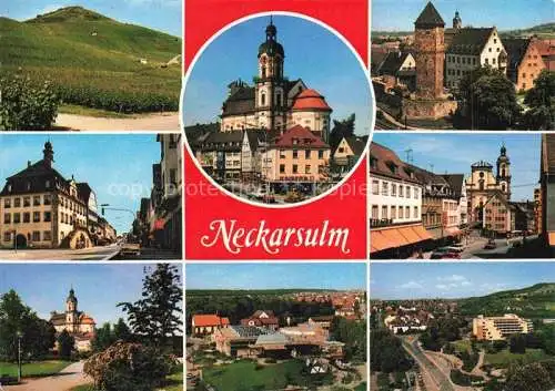 AK / Ansichtskarte Neckarsulm BW Landschaftspanorama Motive Stadtzentrum Kirche Stadtturm