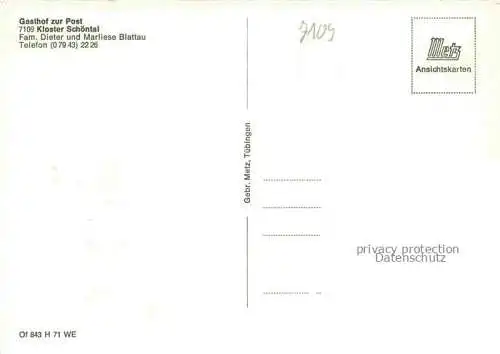 AK / Ansichtskarte Kloster Schoental Jagst Gasthof zur Post Gastraeume Fremdenzimmer