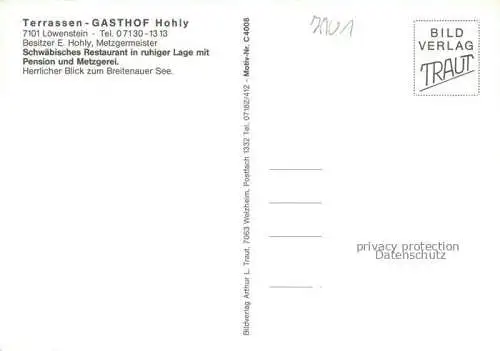 AK / Ansichtskarte Loewenstein Heilbronn BW Gasthof Hohly am Burgberg Gaststube Terrasse