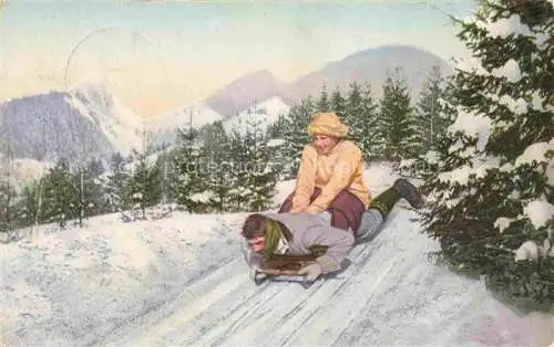 AK / Ansichtskarte Wintersport Schlitten 