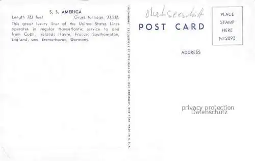 AK / Ansichtskarte Dampfer Oceanliner Hochseeschiff America 