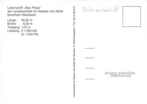 AK / Ansichtskarte Schiffe Binnenschifffahrt Laborschiff Max Pruess Nordrhein Westfalen