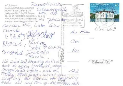 AK / Ansichtskarte Schiffe Binnenschifffahrt MS Johanna Donau Passau 
