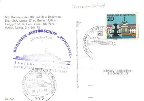 AK / Ansichtskarte Schiffe Binnenschifffahrt MS. Konstanz Bodensee 