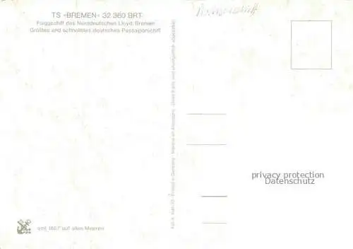 AK / Ansichtskarte Schiffe Oceanliner Hochseeschiff Bremen 