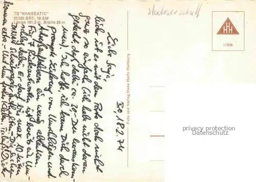 AK / Ansichtskarte Schiffe Oceanliner Hochseeschiff Hanseatic Hamburg