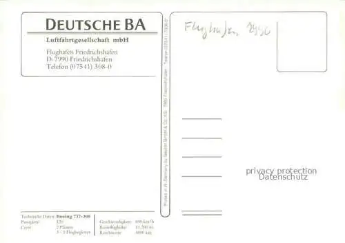 AK / Ansichtskarte Flughafen Airport Aeroporto Friedrichshafen Stuttgart Deutsche BA