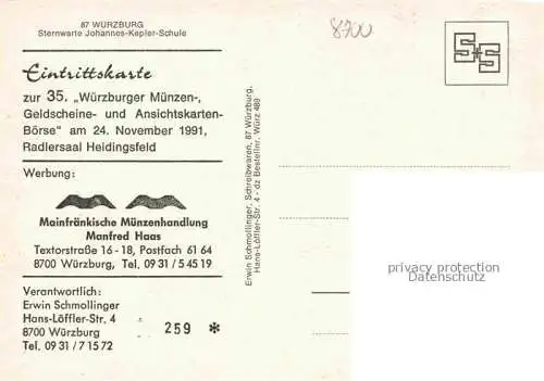 AK / Ansichtskarte Schule School Ecole Escuela Scuola-- Wuerzburg Sternwarte Johannes Kepler