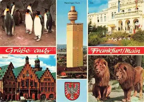 AK / Ansichtskarte Zoo Gardin Zoologique-- Frankfurt Main Loewen Pinguine