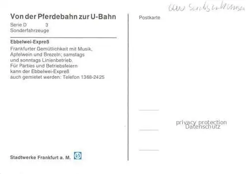 AK / Ansichtskarte Pferdebahn Pferdetram U Bahn Ebbelwei Express Frankfurt a Main 