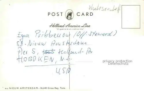 AK / Ansichtskarte Dampfer Oceanliner s.s. Nieuw Amsterdam Holland Amerika Line 