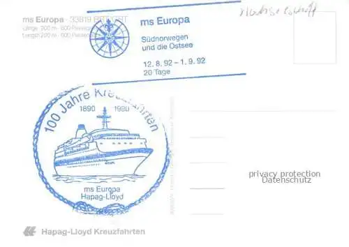 AK / Ansichtskarte Dampfer Oceanliner MS Europa 33819 BRT/GRT Hapag Lloyd 