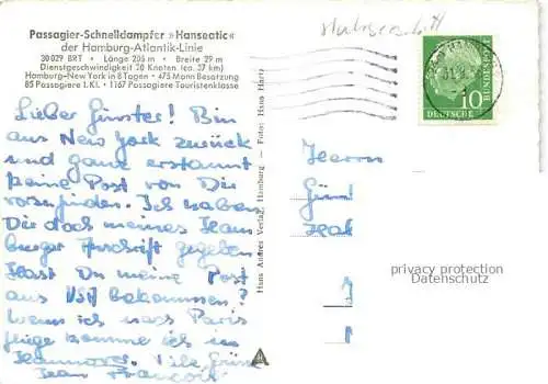 AK / Ansichtskarte Dampfer Oceanliner Hanseatic Hamburg Atlantik Linie