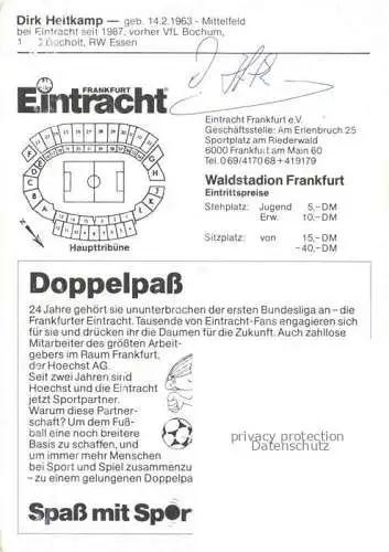 AK / Ansichtskarte Fussball Soccer Football-- Dirk Heitkamp Frankfurt Eintracht Autogramm 