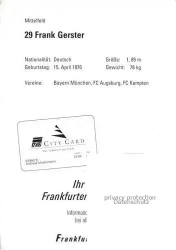 AK / Ansichtskarte Fussball Soccer Football-- Frank Gerster FC Kempten FC Augsburg Bayern Muenchen 
