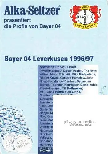 AK / Ansichtskarte Fussball Soccer Football-- Profis Bayer 04 Leverkusen Gruppenfoto