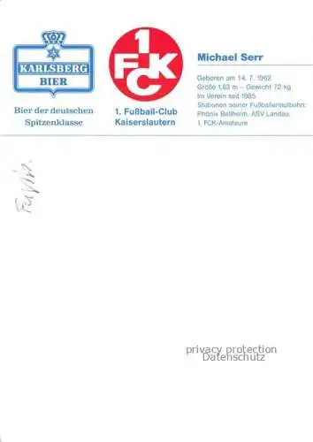 AK / Ansichtskarte Fussball Soccer Football-- Michael Serr Autogramm FC Kaiserslautern 