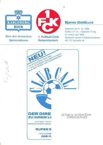 AK / Ansichtskarte Fussball Soccer Football-- Bjarne Goldbaek FC Kaiserslautern 