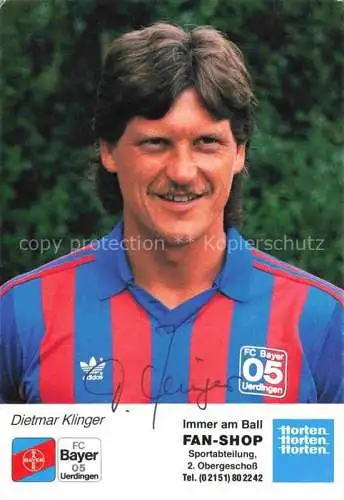 AK / Ansichtskarte Fussball Soccer Football-- Dietmar Klinger FC Bayer 05 Uerdingen Autogramm