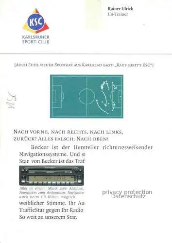 AK / Ansichtskarte Fussball Soccer Football-- Rainer Ulrich KSC Autogramm