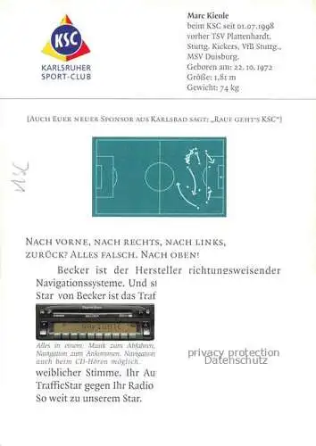 AK / Ansichtskarte Fussball Soccer Football-- Marc Kienle KSC 