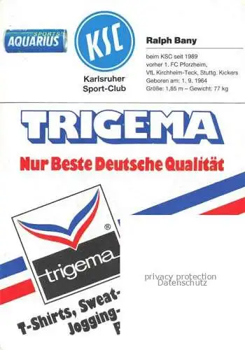 AK / Ansichtskarte Fussball Soccer Football-- Ralph Bany KSC Autogramm