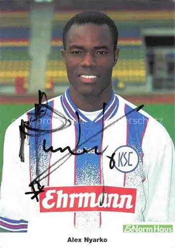 AK / Ansichtskarte Fussball Soccer Football-- Alex Nyarko KSC Autogramm 