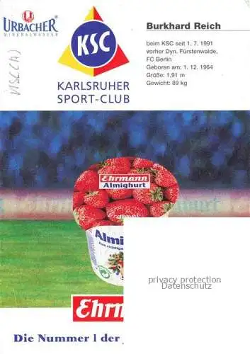AK / Ansichtskarte Fussball Soccer Football-- Burkhard Reich KSC Autogramm