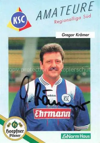 AK / Ansichtskarte Fussball Soccer Football-- Gregor Kraemer KSC Autogramm