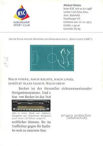 AK / Ansichtskarte Fussball Soccer Football-- Michael Molata KSC 