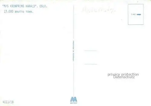 Dampfer Oceanliner MS Kronprins Harald Oslo 