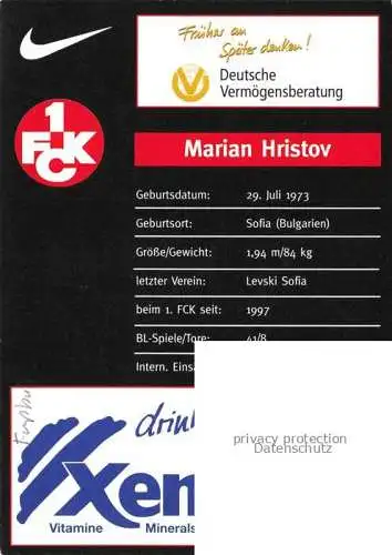 Fussball Soccer Football-- Marian Hristov FC Kaiserslautern 
