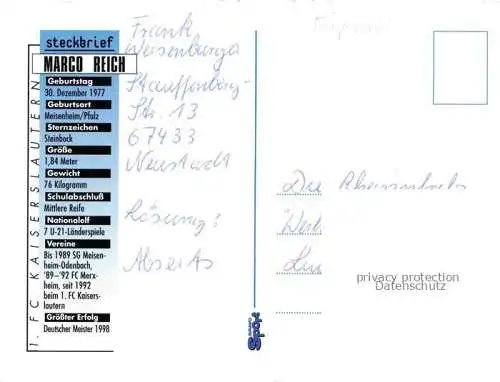 Fussball Soccer Football-- Marco Reich Autogramm