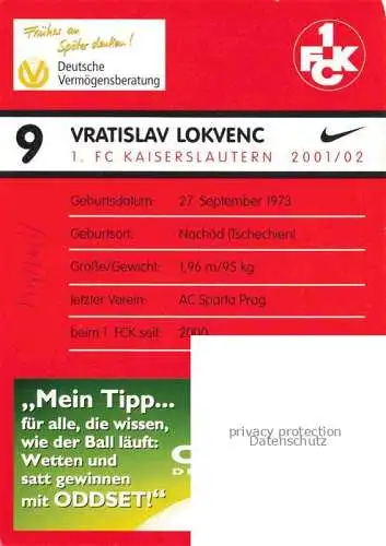 Fussball Soccer Football-- Vratislav Lokvenc FC Kaiserslautern 