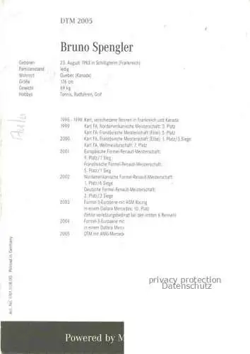 Autorennen Bruno Spengler Autogramm Mercedes Benz
