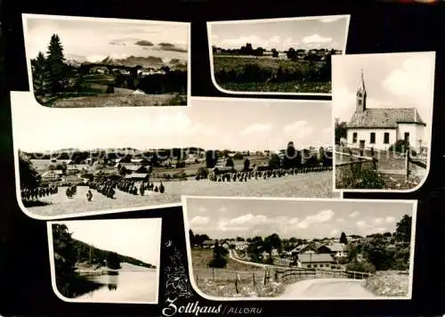 Zollhaus Allgaeu Pfronten Ansicht mit Saeuling Zugspitzmassiv OT Zollhaus Kirche Schwarzenbergweiher 