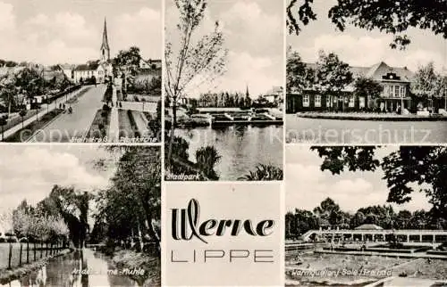 Werne  Lippe Muenster Westfalen Steinstrasse Pfarrkirche Stadtpark Bahnhof Werne Muehle Warmquellen Sole Freibad
