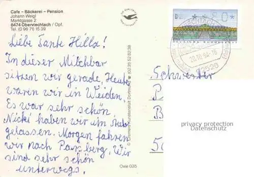 AK / Ansichtskarte Oberviechtach Cafe Pension Weigl Gastraum